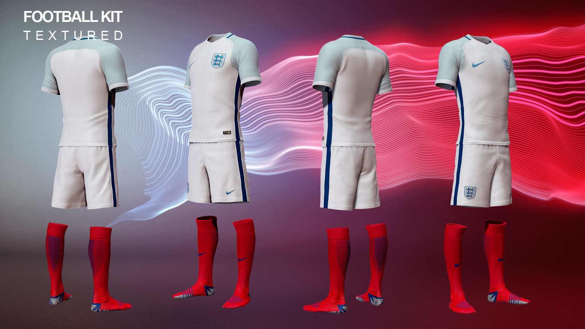 CGI modeling of a nike england football kit 2016 from all angels