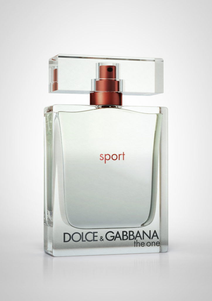 cgi illustration of a D & G Sport perfume on a white background